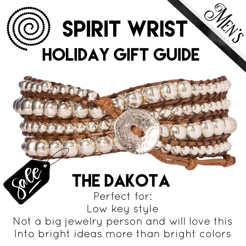 Silver Zinc + Brown - Spirit Wrist Dakota Mens Bracelet - Spirit Wrist