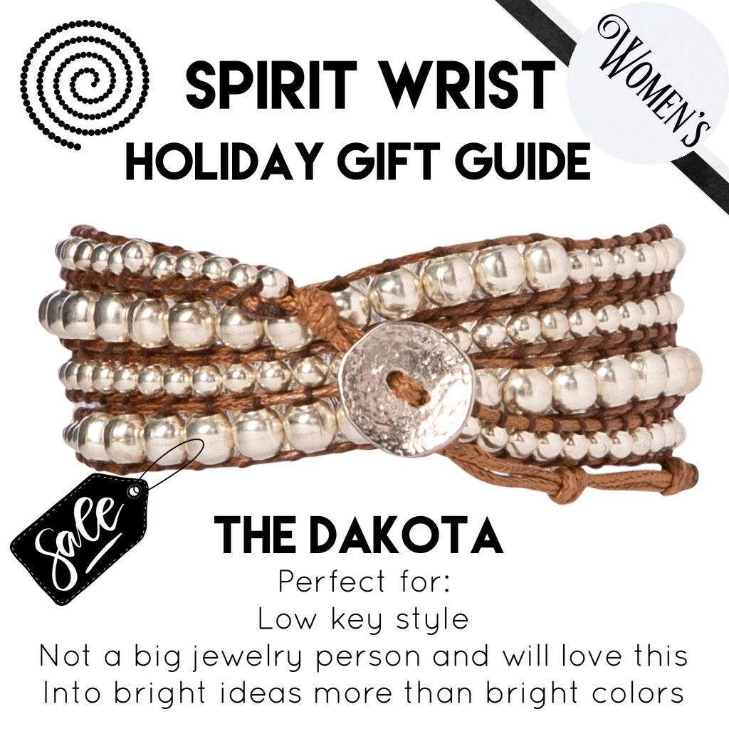 Silver Zinc + Brown - Spirit Wrist Dakota Boho Wrap Bracelet - Spirit Wrist