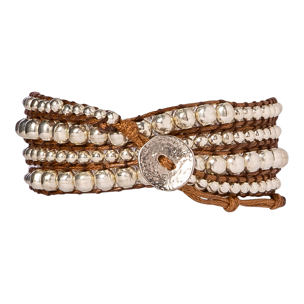 Silver Zinc + Brown - Spirit Wrist Dakota Boho Wrap Bracelet - Spirit Wrist