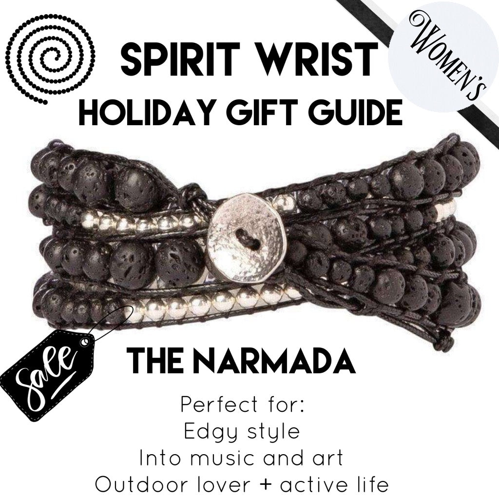 Lava Stone + Silver Zinc - Spirit Wrist Narmada Boho Wrap Bracelet - Spirit Wrist