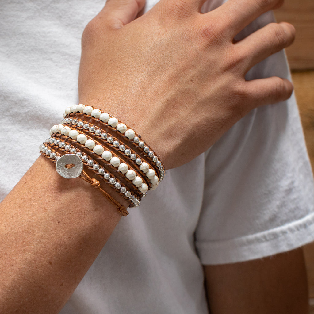 White Stone + Silver Zinc - Spirit Wrist Nico Mens Bracelet - Spirit Wrist