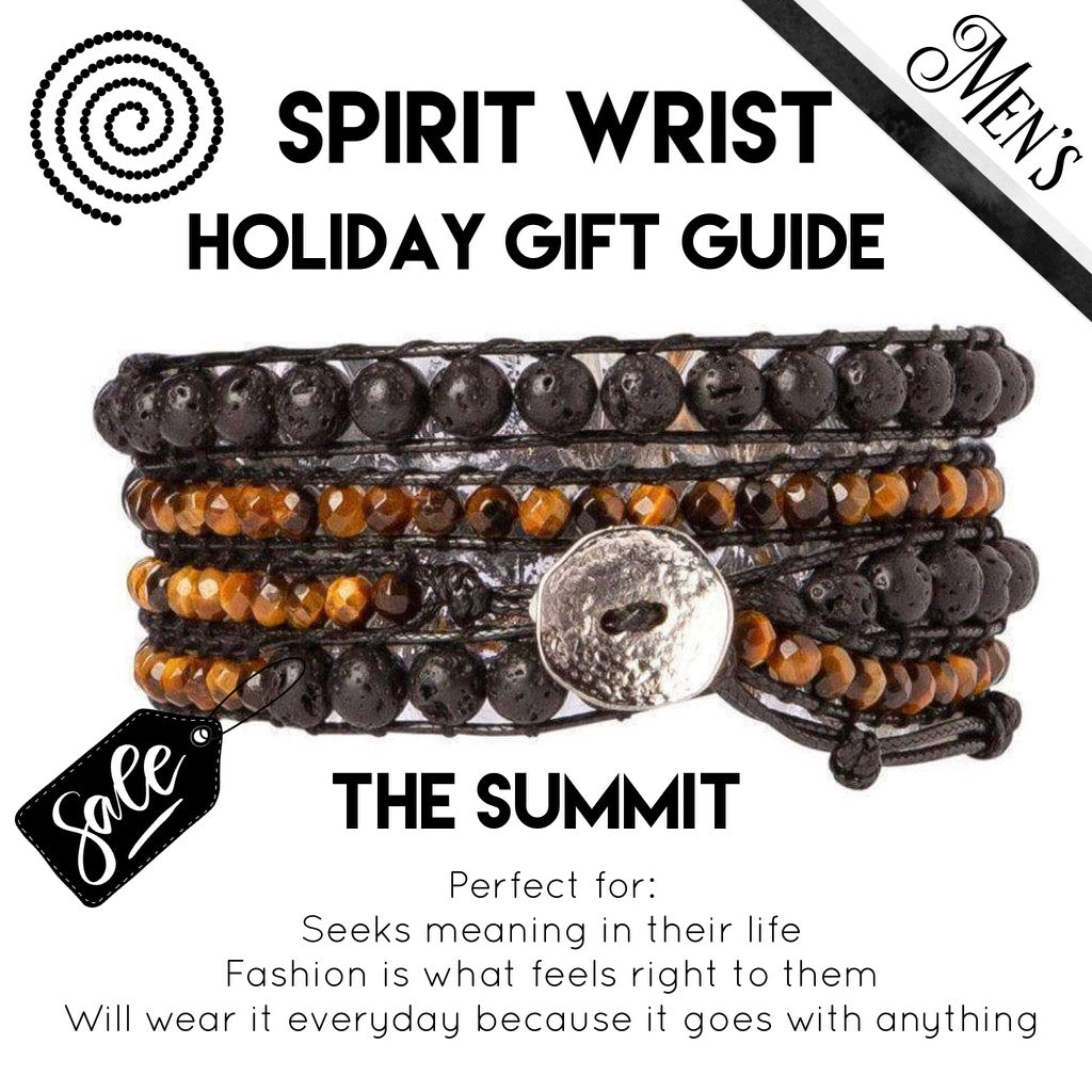 Black Lava Stone + Brown Tiger Eye - Spirit Wrist Summit Mens Bracelet - Spirit Wrist