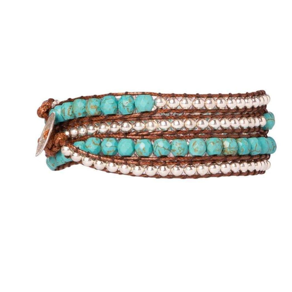 Turquoise Bead + Silver Zinc - Spirit Wrist Lennon Boho Wrap Bracelet - Spirit Wrist