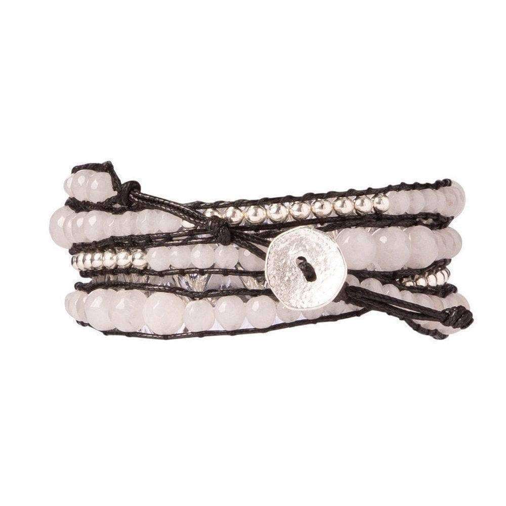 Moonstone Jade + Silver Zinc - Spirit Wrist Mia Boho Wrap Bracelet - Spirit Wrist