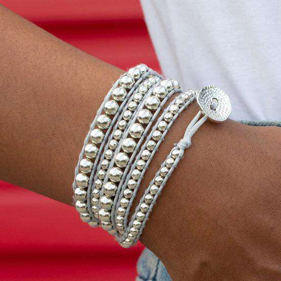 Silver Zinc + Gray - Spirit Wrist Simone Boho Wrap Bracelet - Spirit Wrist